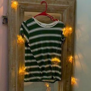 Small Green and white striped t shirt